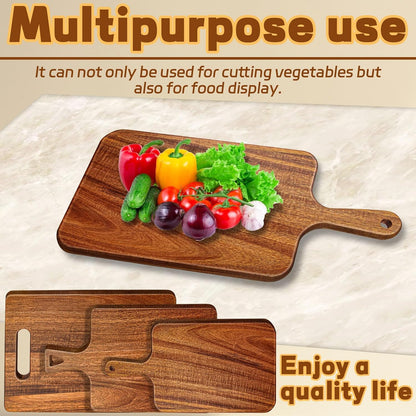 15.4 x 11.4 Inch Acacia Large Wood Cutting Board with Handle Large Round Wooden Cutting Boards Cutting Serving Board for Kitchen Meat Bread Cheese Pizza Vegetables Board Wedding Housewarming Gift