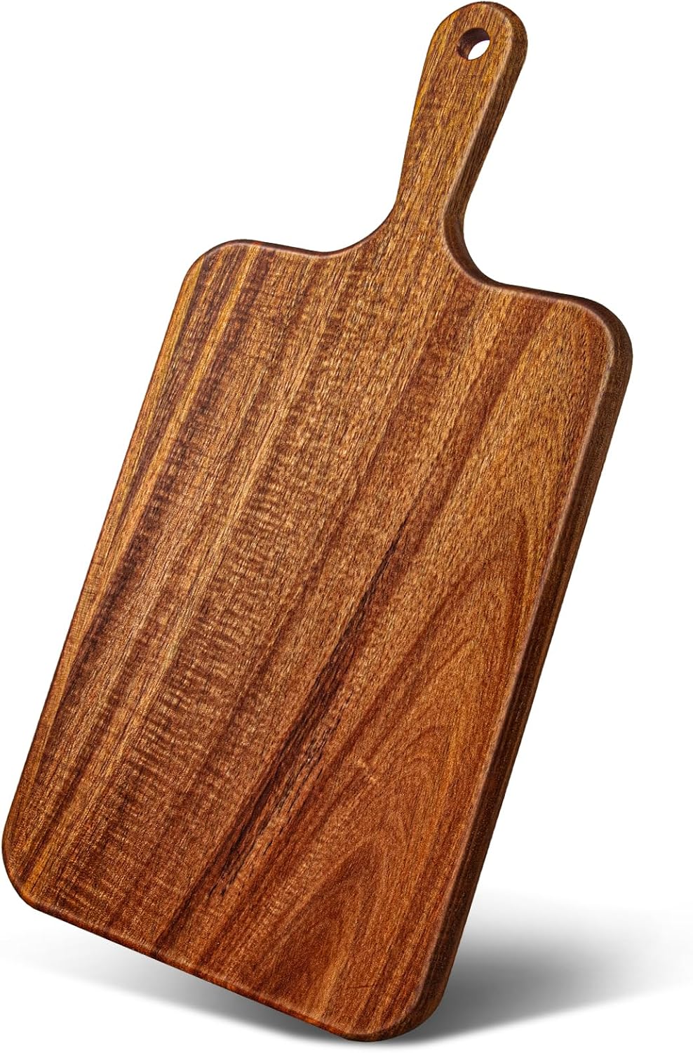 15.4 x 11.4 Inch Acacia Large Wood Cutting Board with Handle Large Round Wooden Cutting Boards Cutting Serving Board for Kitchen Meat Bread Cheese Pizza Vegetables Board Wedding Housewarming Gift