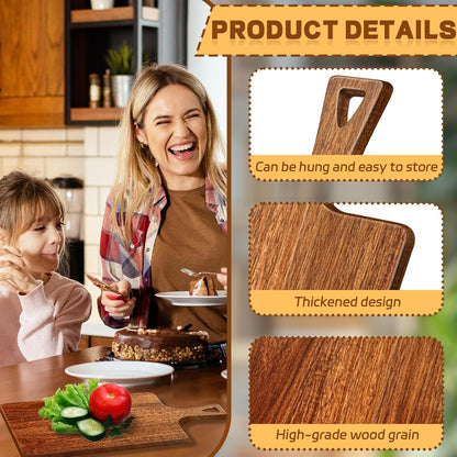 15.4 x 11.4 Inch Acacia Large Wood Cutting Board with Handle Large Round Wooden Cutting Boards Cutting Serving Board for Kitchen Meat Bread Cheese Pizza Vegetables Board Wedding Housewarming Gift