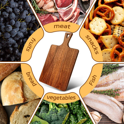 15.4 x 11.4 Inch Acacia Large Wood Cutting Board with Handle Large Round Wooden Cutting Boards Cutting Serving Board for Kitchen Meat Bread Cheese Pizza Vegetables Board Wedding Housewarming Gift