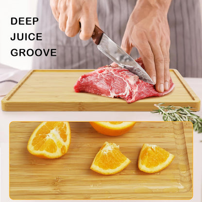 Bamboo Cutting Board Set with 6 Color-Coded Flexible Chopping Mats,BPA Free, Durable & Multi-Purpose for Kitchen Prep, Ideal Charcuterie & Chopping for Meat, Vegetables and Fruits Ideal Kitchen Gifts
