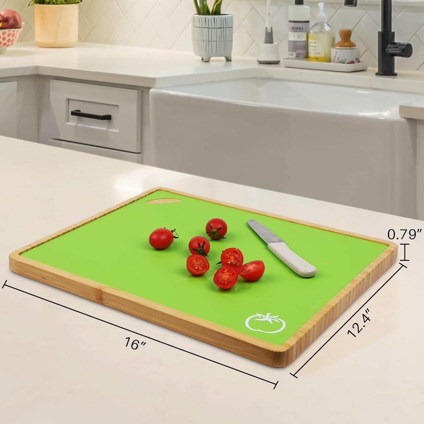 Bamboo Cutting Board Set with 6 Color-Coded Flexible Chopping Mats,BPA Free, Durable & Multi-Purpose for Kitchen Prep, Ideal Charcuterie & Chopping for Meat, Vegetables and Fruits Ideal Kitchen Gifts