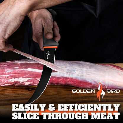 Golden Bird 6 Inch Curved Boning Knife for Meat Cutting with Non‑Slip Grip | Flexible Filet Butcher Knife with German Stainless Steel, Ideal for Meat Trimming, Fish Deboning, Gift for Men