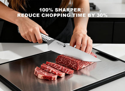 Kitchen Knife Set with Block: 15-Piece German Stainless Steel with Dual Sharpener for Cook Enthusiasts - Covers 95% Kitchen Tasks - Silver Full-Tang Ergonomic Handle, Dishwasher Safe, Gift Box