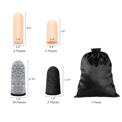 22Pcs Gel Finger Cots Cut Resistant Gloves Set, Sleeves Guards Protectors Cutting Covers Protection Gaming Fingertips Touch