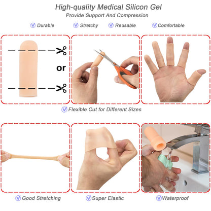 22Pcs Gel Finger Cots Cut Resistant Gloves Set, Sleeves Guards Protectors Cutting Covers Protection Gaming Fingertips Touch