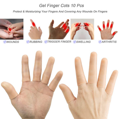 22Pcs Gel Finger Cots Cut Resistant Gloves Set, Sleeves Guards Protectors Cutting Covers Protection Gaming Fingertips Touch