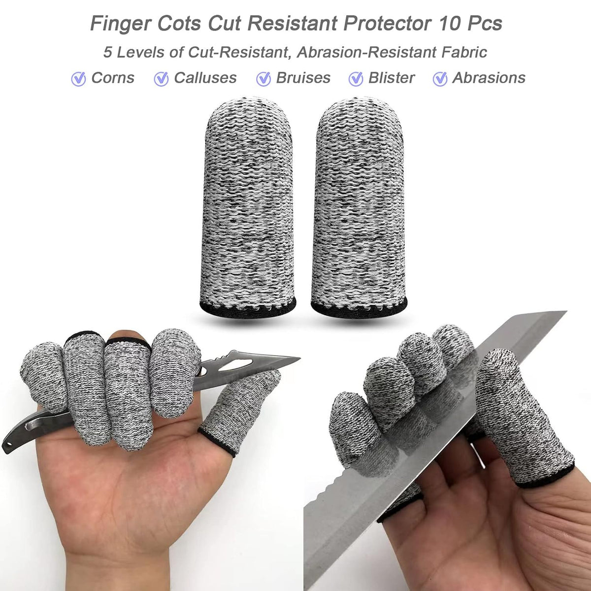 22Pcs Gel Finger Cots Cut Resistant Gloves Set, Sleeves Guards Protectors Cutting Covers Protection Gaming Fingertips Touch