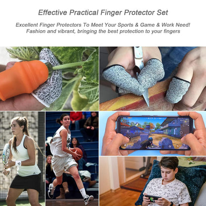 22Pcs Gel Finger Cots Cut Resistant Gloves Set, Sleeves Guards Protectors Cutting Covers Protection Gaming Fingertips Touch