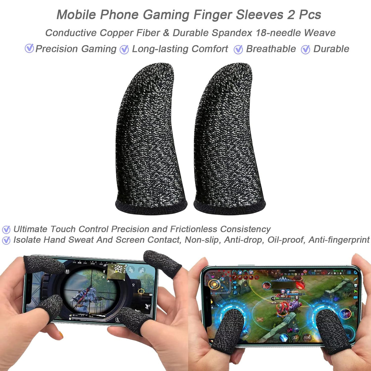 22Pcs Gel Finger Cots Cut Resistant Gloves Set, Sleeves Guards Protectors Cutting Covers Protection Gaming Fingertips Touch