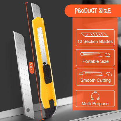 4 Pack Box Cutter, 9mm Snap-off Utility Knife, Box Cutter Retractable for Opening Packages Cartons, Box Opener, Disposable Razor Knife Exacto Knife Perfect for Office and Home use
