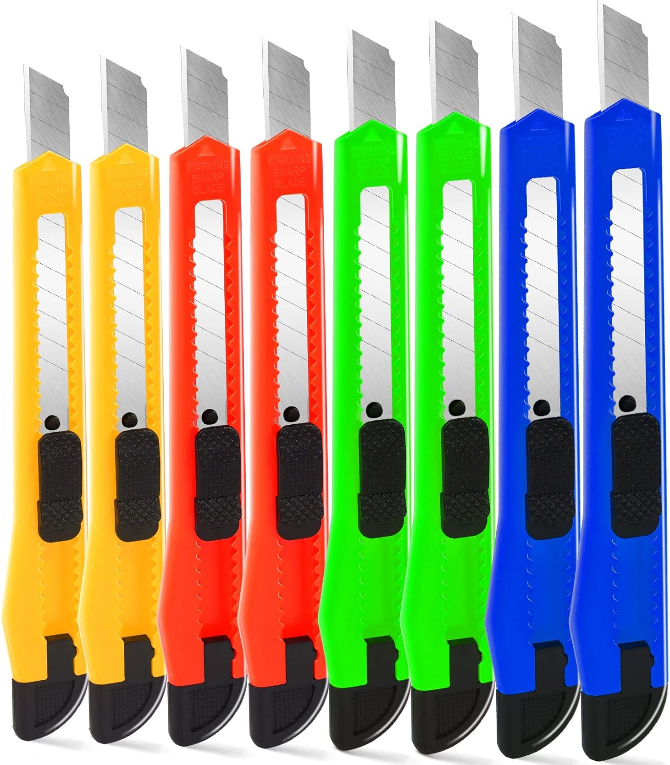 4 Pack Box Cutter, 9mm Snap-off Utility Knife, Box Cutter Retractable for Opening Packages Cartons, Box Opener, Disposable Razor Knife Exacto Knife Perfect for Office and Home use