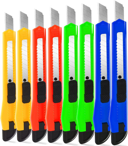 4 Pack Box Cutter, 9mm Snap-off Utility Knife, Box Cutter Retractable for Opening Packages Cartons, Box Opener, Disposable Razor Knife Exacto Knife Perfect for Office and Home use