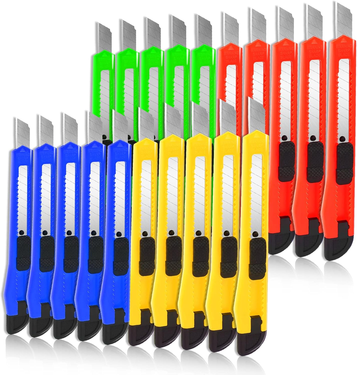 4 Pack Box Cutter, 9mm Snap-off Utility Knife, Box Cutter Retractable for Opening Packages Cartons, Box Opener, Disposable Razor Knife Exacto Knife Perfect for Office and Home use