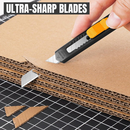 4 Pack Box Cutter, 9mm Snap-off Utility Knife, Box Cutter Retractable for Opening Packages Cartons, Box Opener, Disposable Razor Knife Exacto Knife Perfect for Office and Home use