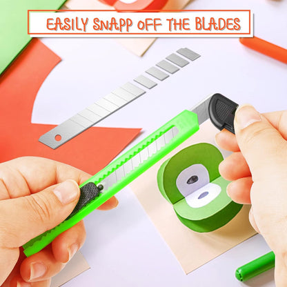 4 Pack Box Cutter, 9mm Snap-off Utility Knife, Box Cutter Retractable for Opening Packages Cartons, Box Opener, Disposable Razor Knife Exacto Knife Perfect for Office and Home use