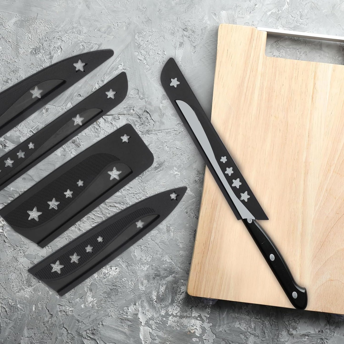 Plastic Safety Knife Cover Sleeves for 8.5" Bread Knife, 2 Pack Knife Blade Guard Protector Universal Kitchen Knife Sheath for Kitchen Bar, Black