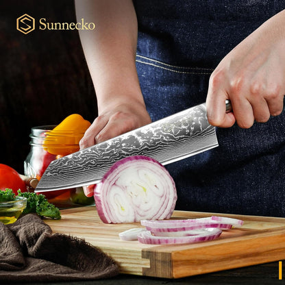 8 Inch Japanese Damascus Chef Knife - Professional VG10 Super Steel Kitchen Gyuto, Ultra Sharp Meat Vegetable Slicing Cuchillo, Full Tang Ergonomic Handle, Premium Mom Gift Box for Cooking