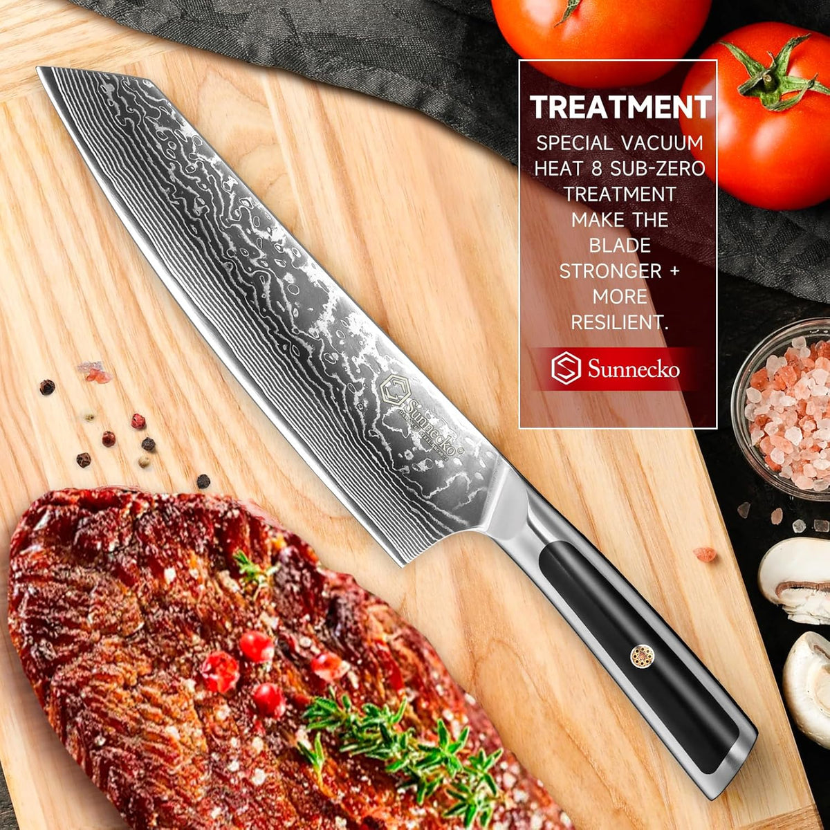 8 Inch Japanese Damascus Chef Knife - Professional VG10 Super Steel Kitchen Gyuto, Ultra Sharp Meat Vegetable Slicing Cuchillo, Full Tang Ergonomic Handle, Premium Mom Gift Box for Cooking