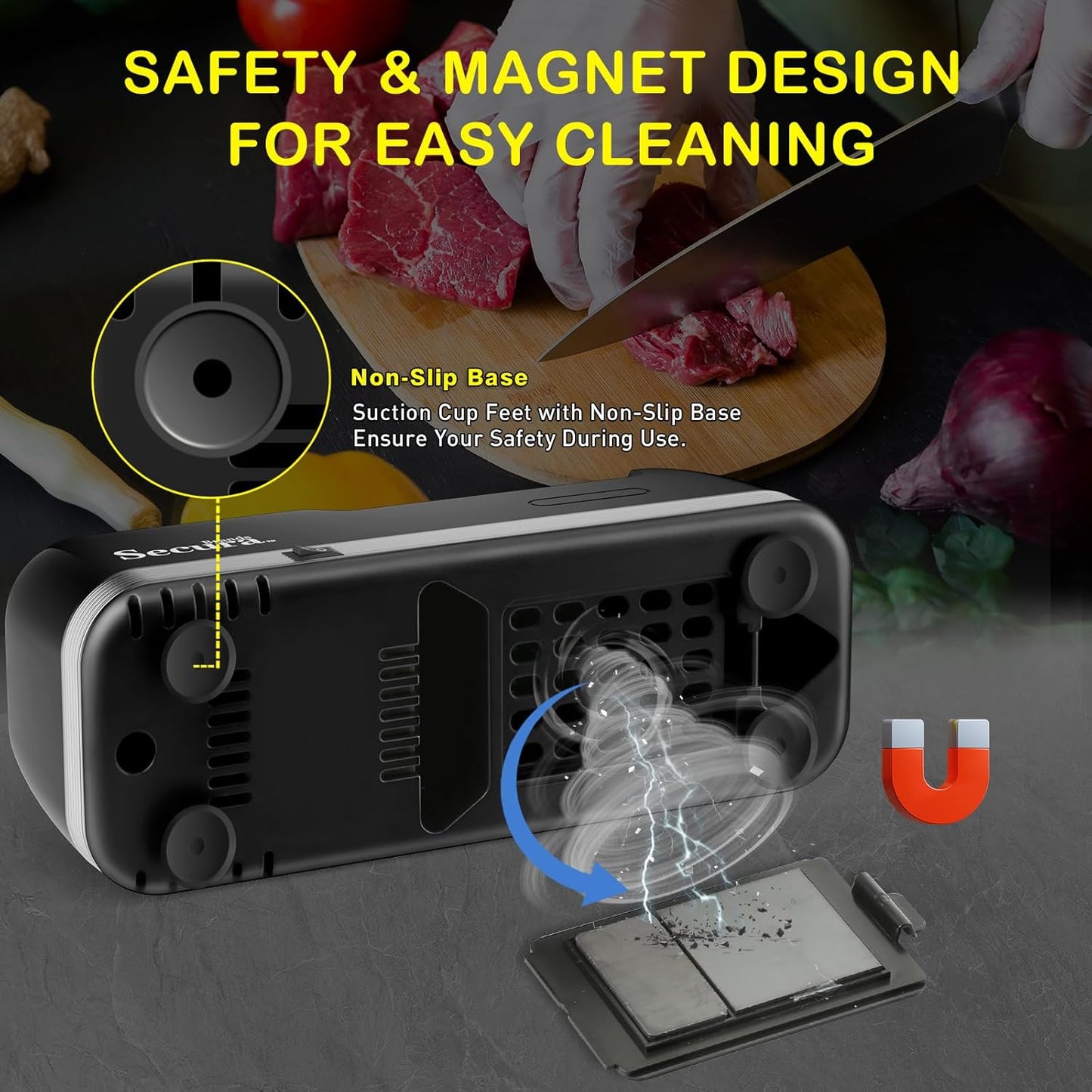 2-Stage Electric Knife Sharpener with Diamond Abrasives and Precision Angle Guides, Professional Sharpening Tool for Kitchen Straight Edge and Ceramic Knife, Black