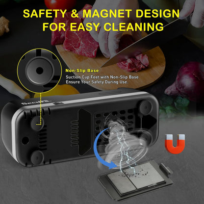 2-Stage Electric Knife Sharpener with Diamond Abrasives and Precision Angle Guides, Professional Sharpening Tool for Kitchen Straight Edge and Ceramic Knife, Black