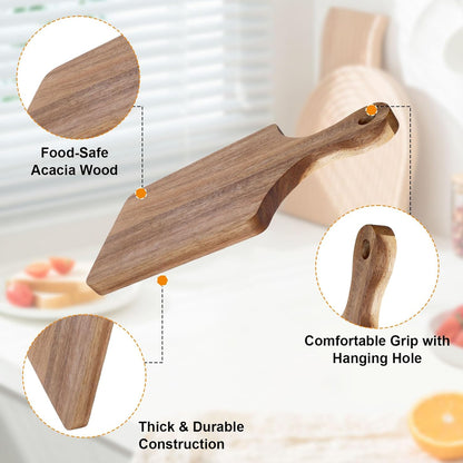 6 Pcs Acacia Wood Cutting Board with Handle, Small Wooden Cutting Board Chopping Reversible Charcuterie Serving Tray for Laser Engraving Blank Boards Kitchen Cooking Housewarming Gifts, 11.0 x 5.0 In