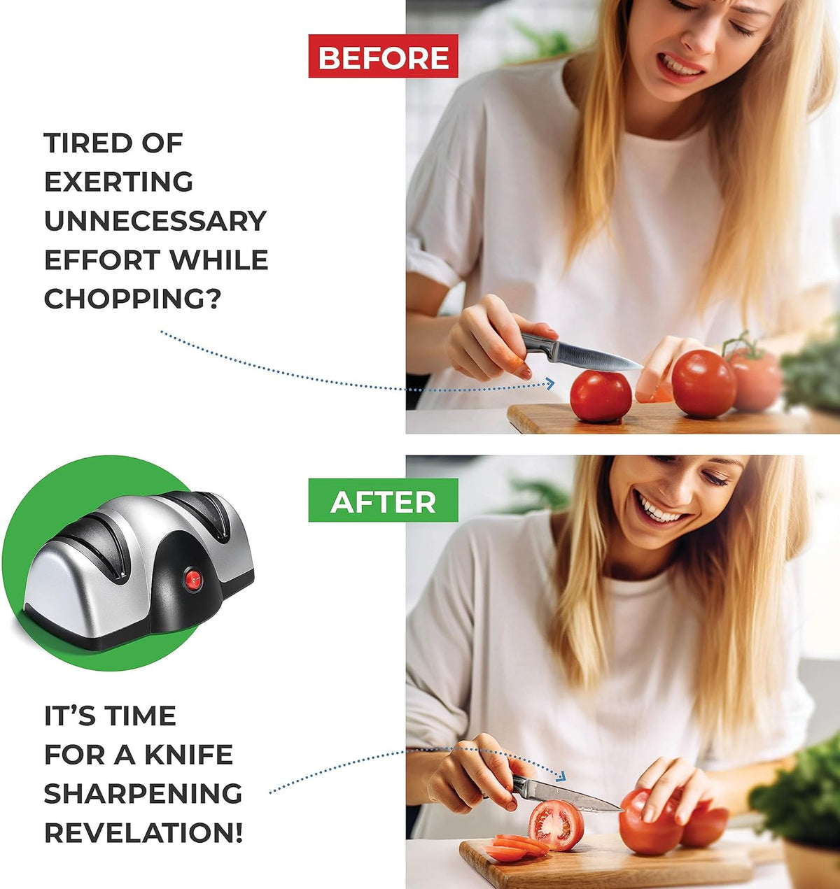 Electric Kitchen Knife Sharpener - 2 Stage Knife Sharpener with Sapphirite Wheels - Repair, Restore, Polish Blades, Cutters - Black