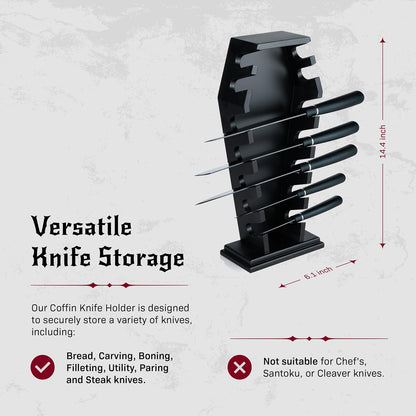 Coffin knife holder has 14 Magnets for 7 knives- Gothic Kitchen Decor and Goth Kitchen Accessories, Gothic Knife Holder, Halloween Knife Holder for Goth Kitchen, （Without Knives）