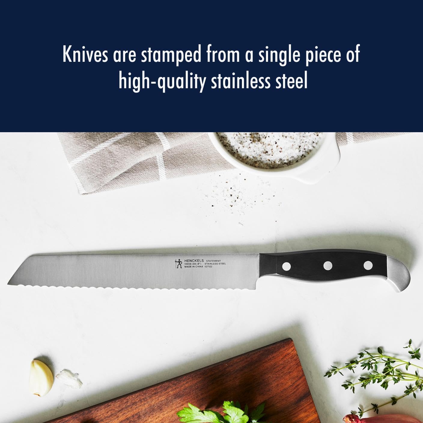 Statement 8-Inch Bread Knife, Razor-Sharp, German Engineered | Informed by 100+ Years of Mastery. Dishwasher Safe, Ideal for Homemade Bread, Thick Crusts, Breads, and Cakes