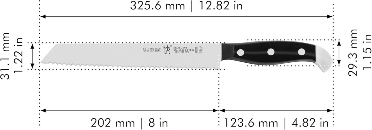 Statement 8-Inch Bread Knife, Razor-Sharp, German Engineered | Informed by 100+ Years of Mastery. Dishwasher Safe, Ideal for Homemade Bread, Thick Crusts, Breads, and Cakes