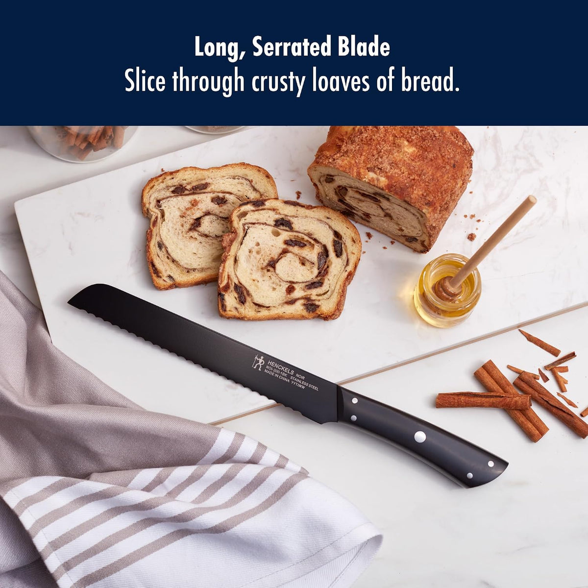 Statement 8-Inch Bread Knife, Razor-Sharp, German Engineered | Informed by 100+ Years of Mastery. Dishwasher Safe, Ideal for Homemade Bread, Thick Crusts, Breads, and Cakes