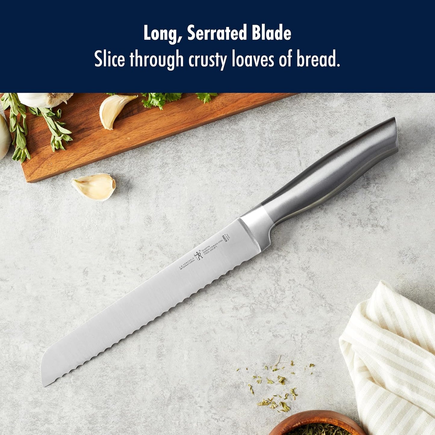 Statement 8-Inch Bread Knife, Razor-Sharp, German Engineered | Informed by 100+ Years of Mastery. Dishwasher Safe, Ideal for Homemade Bread, Thick Crusts, Breads, and Cakes