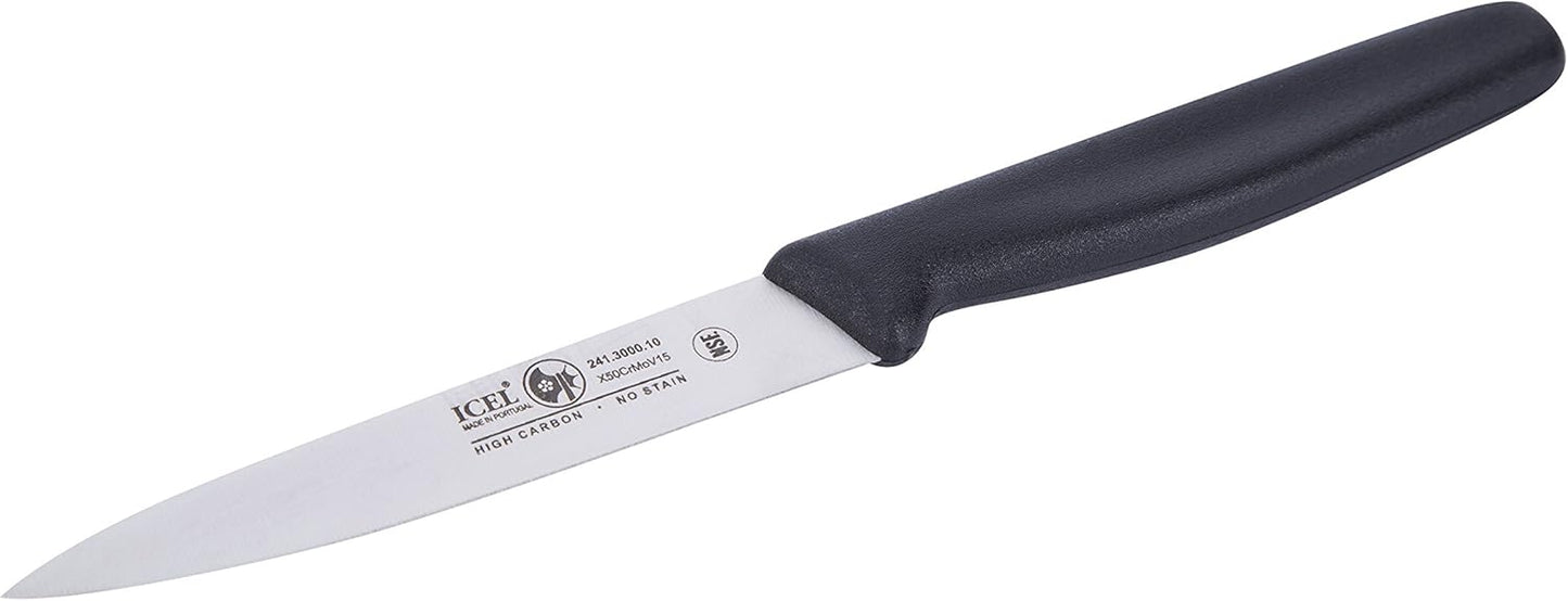 4 Inch Paring Knife - Straight Edge, High Carbon German Stainless Steel, Razor Sharp Blade, Rust-Proof, Perfect for Paring, Slicing, Dicing, Cutting and Chopping, Gray Polypropylene Handle
