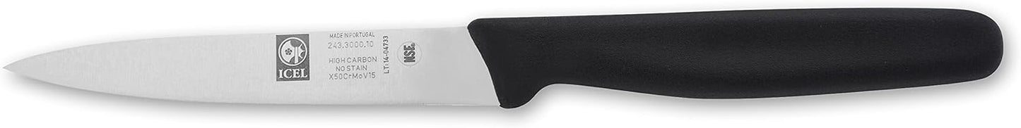 4 Inch Paring Knife - Straight Edge, High Carbon German Stainless Steel, Razor Sharp Blade, Rust-Proof, Perfect for Paring, Slicing, Dicing, Cutting and Chopping, Gray Polypropylene Handle