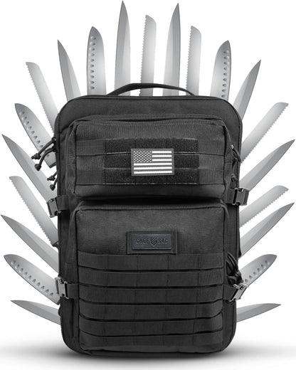 Chef Knife Bag Tactical Backpack XL, 30+ Pocket Knife Carrying Case for Chefs and Culinary Tools, Patented Retention Panels with Hook-and-Loop System, YKK Zippers, Fits 12in Knives