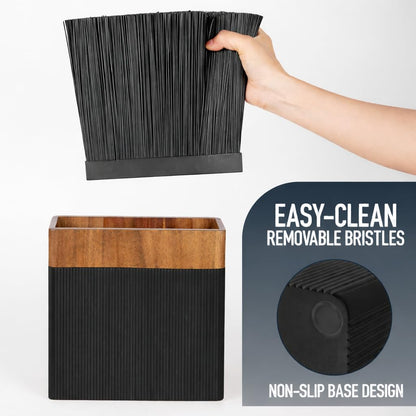 Modern Universal Knife Block Without Knives – Acacia Wood Knife Holder Stand with Bristles for Easy Knife Organization & Storage for Kitchen Counter | Cutlery Display