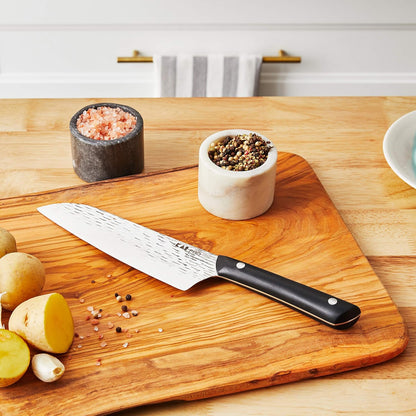 PRO 7" Santoku Knife | Hand Sharpened All Purpose Knife, Japanese AUS6M Stainless Steel Blade, Full-Tang POM Handle