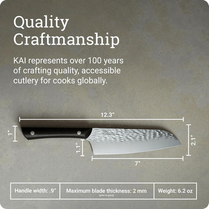PRO 7" Santoku Knife | Hand Sharpened All Purpose Knife, Japanese AUS6M Stainless Steel Blade, Full-Tang POM Handle