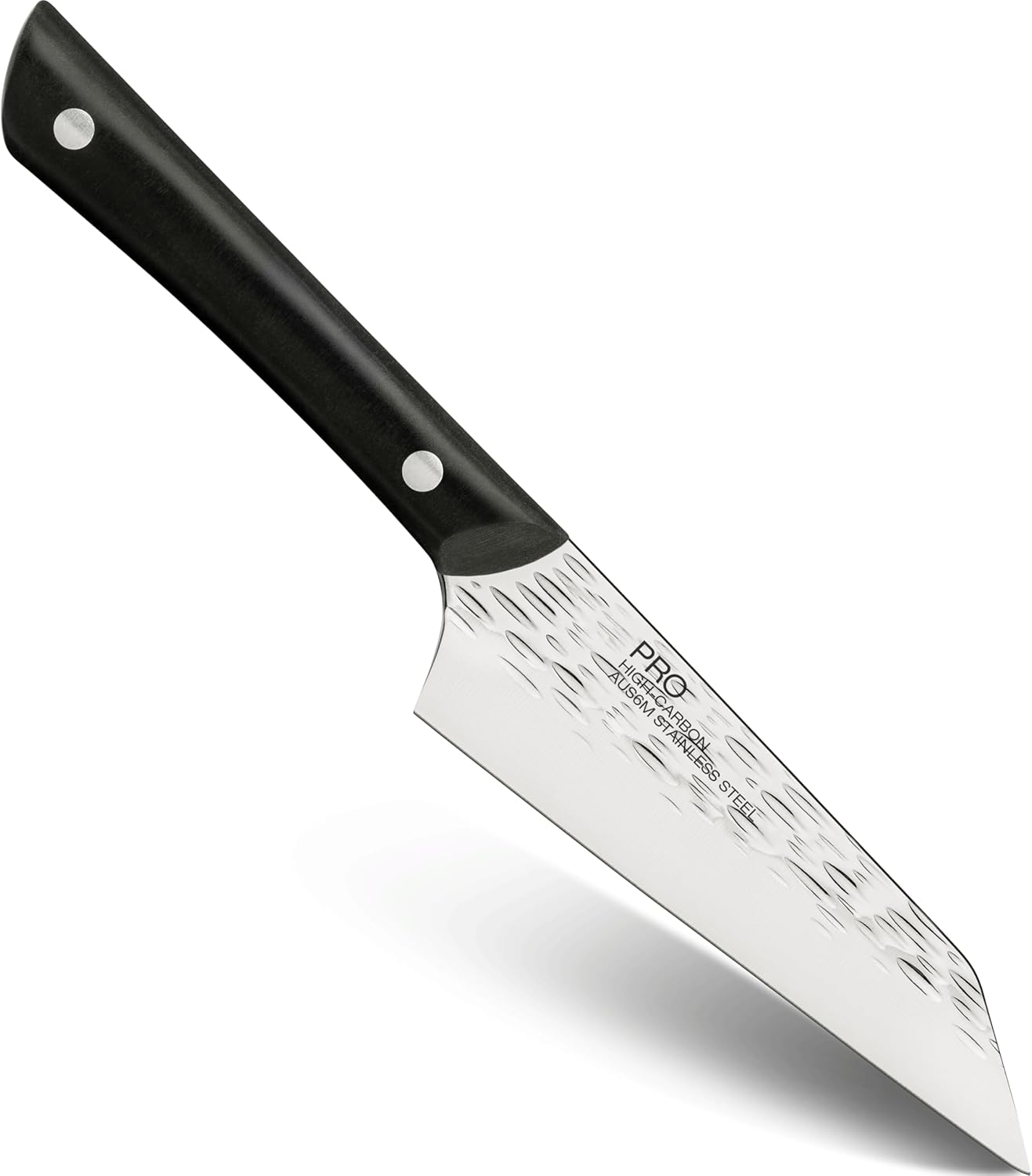 PRO 7" Santoku Knife | Hand Sharpened All Purpose Knife, Japanese AUS6M Stainless Steel Blade, Full-Tang POM Handle