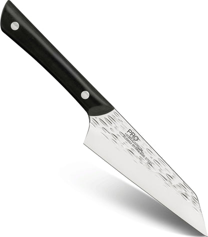 PRO 7" Santoku Knife | Hand Sharpened All Purpose Knife, Japanese AUS6M Stainless Steel Blade, Full-Tang POM Handle