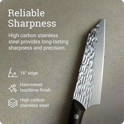 PRO 7" Santoku Knife | Hand Sharpened All Purpose Knife, Japanese AUS6M Stainless Steel Blade, Full-Tang POM Handle