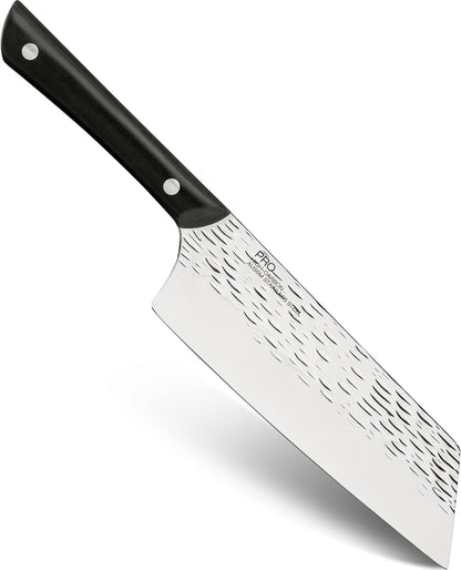 PRO 7" Santoku Knife | Hand Sharpened All Purpose Knife, Japanese AUS6M Stainless Steel Blade, Full-Tang POM Handle