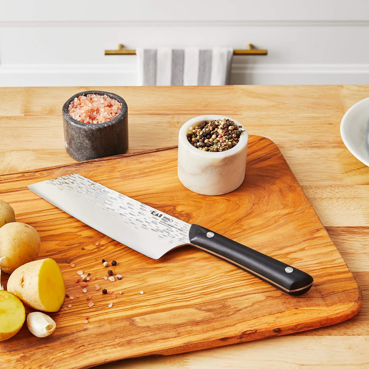 PRO 7" Santoku Knife | Hand Sharpened All Purpose Knife, Japanese AUS6M Stainless Steel Blade, Full-Tang POM Handle