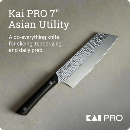 PRO 7" Santoku Knife | Hand Sharpened All Purpose Knife, Japanese AUS6M Stainless Steel Blade, Full-Tang POM Handle