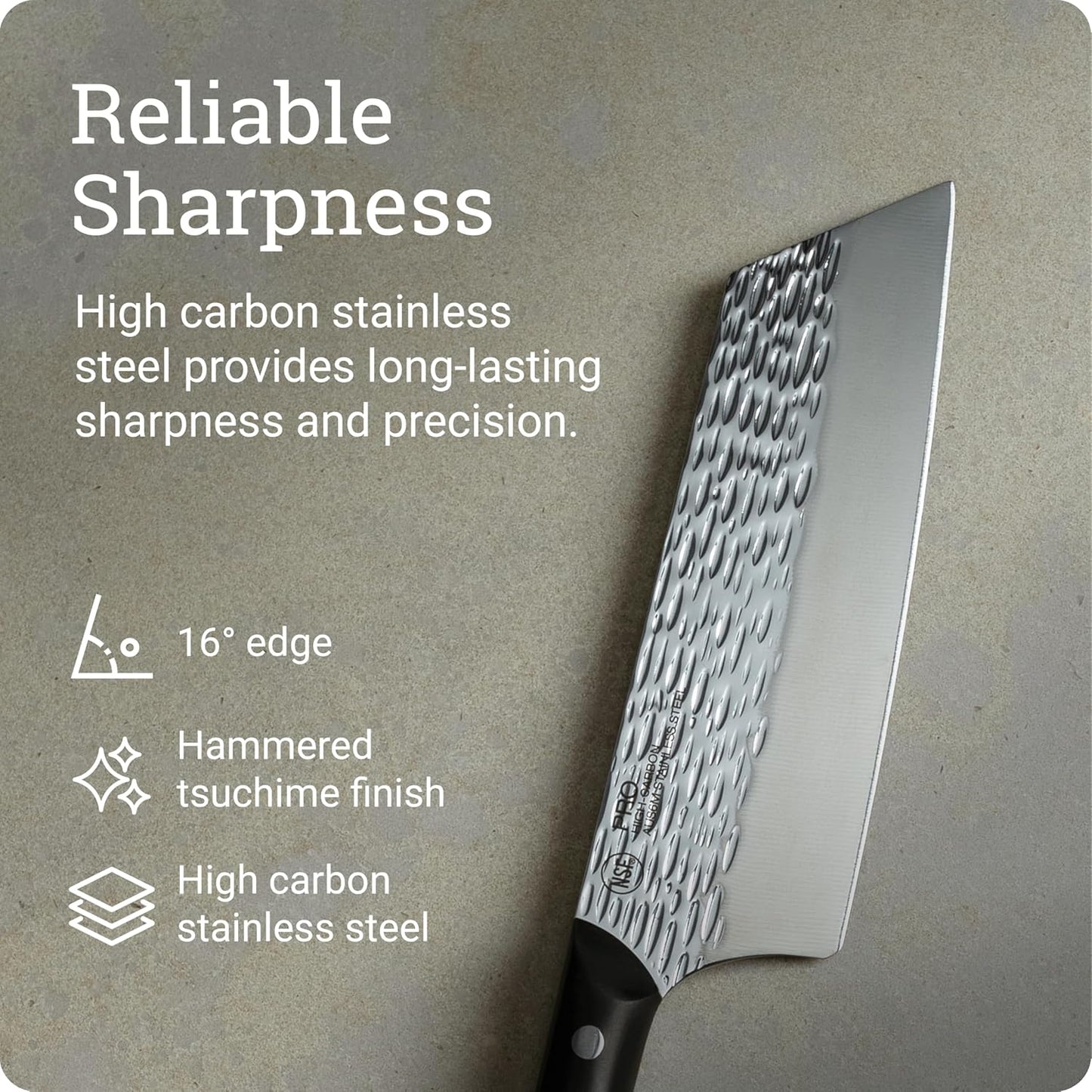 PRO 7" Santoku Knife | Hand Sharpened All Purpose Knife, Japanese AUS6M Stainless Steel Blade, Full-Tang POM Handle