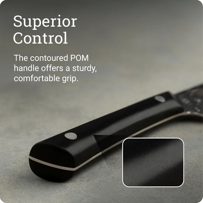 PRO 7" Santoku Knife | Hand Sharpened All Purpose Knife, Japanese AUS6M Stainless Steel Blade, Full-Tang POM Handle