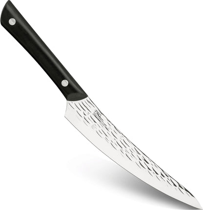 PRO 7" Santoku Knife | Hand Sharpened All Purpose Knife, Japanese AUS6M Stainless Steel Blade, Full-Tang POM Handle