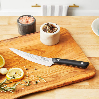 PRO 7" Santoku Knife | Hand Sharpened All Purpose Knife, Japanese AUS6M Stainless Steel Blade, Full-Tang POM Handle