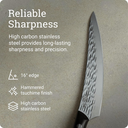 PRO 7" Santoku Knife | Hand Sharpened All Purpose Knife, Japanese AUS6M Stainless Steel Blade, Full-Tang POM Handle