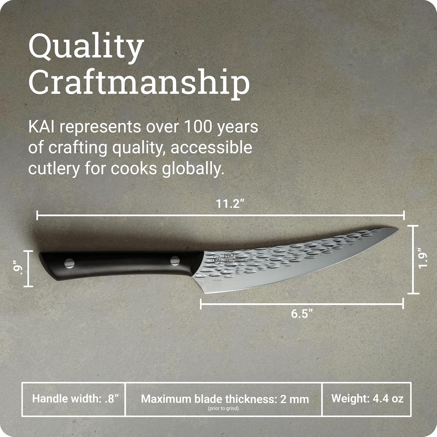 PRO 7" Santoku Knife | Hand Sharpened All Purpose Knife, Japanese AUS6M Stainless Steel Blade, Full-Tang POM Handle